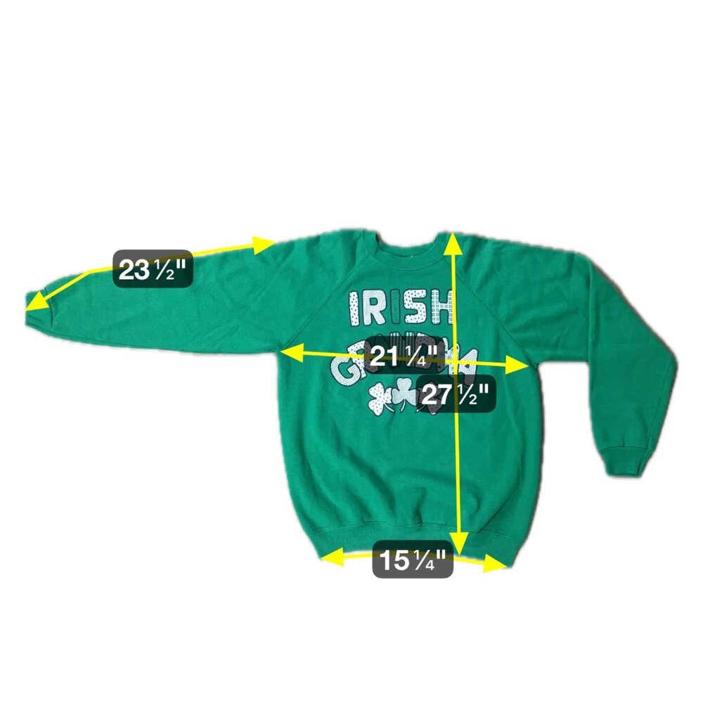 Vintage Sweatshirt St Patricks Day Irish Grandma Hanes XL Green 1990s Pull Over - Picture 7 of 7